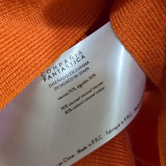 NWT Compañia Fantastica Orange Knit Jumper Sweater A-line Small Cotton Viscose - Picture 6 of 7